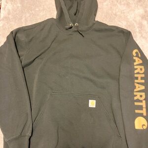 Carhartt Black Gold Loose Fit Hoodie Pullover Sleeve Logo 2XL